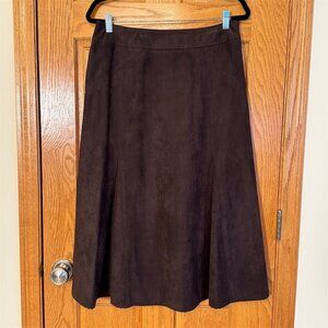 NWT Jones Wear Women's Size 10 Brown Expresso Suede A-Line Knee Length Skirt